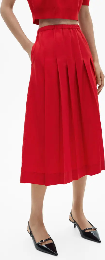 MANGO Pleated Cotton Midi Skirt | Nordstrom | Nordstrom