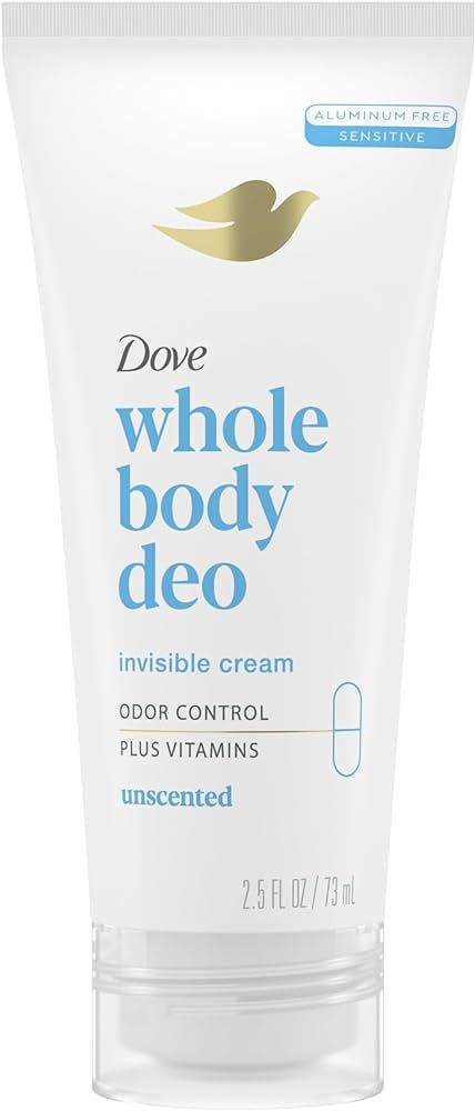 Dove Whole Body Deo Aluminum Free Invisible Cream Deodorant Unscented for All Day Odor Control, 2... | Amazon (US)