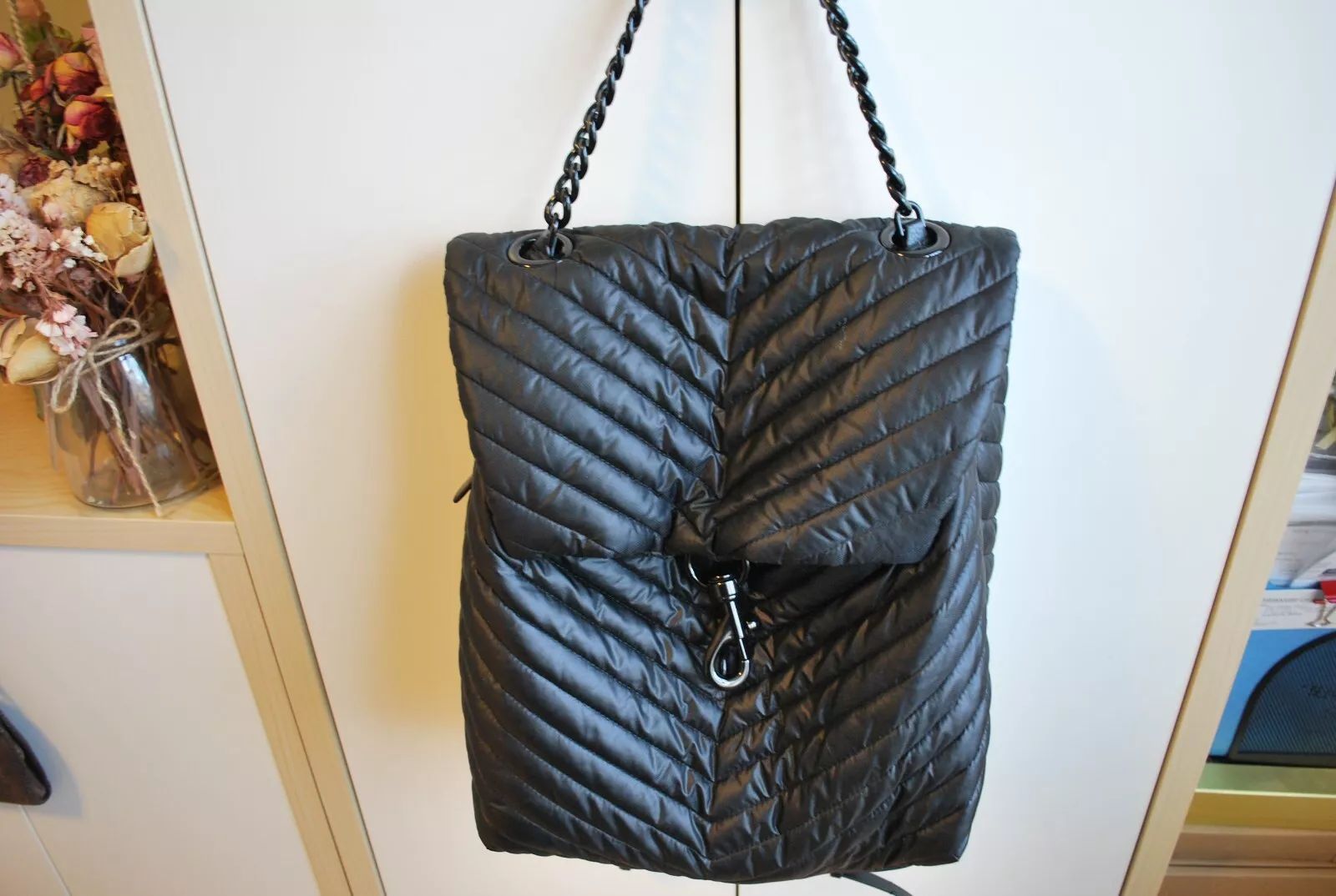 Rebecca Minkoff Edie "BLACK" quilted nylon/leather backpack with black hardware | eBay US