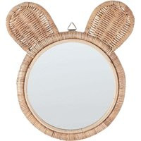 Wall Mirror Modern Boho Natural Decorative Bear Ears Round Rattan ø20cm Ashanti - Natural | ManoMano UK