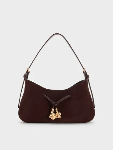 Mila Recycled Suede Shoulder Bag
    
         - Espresso Brown | Charles & Keith CA