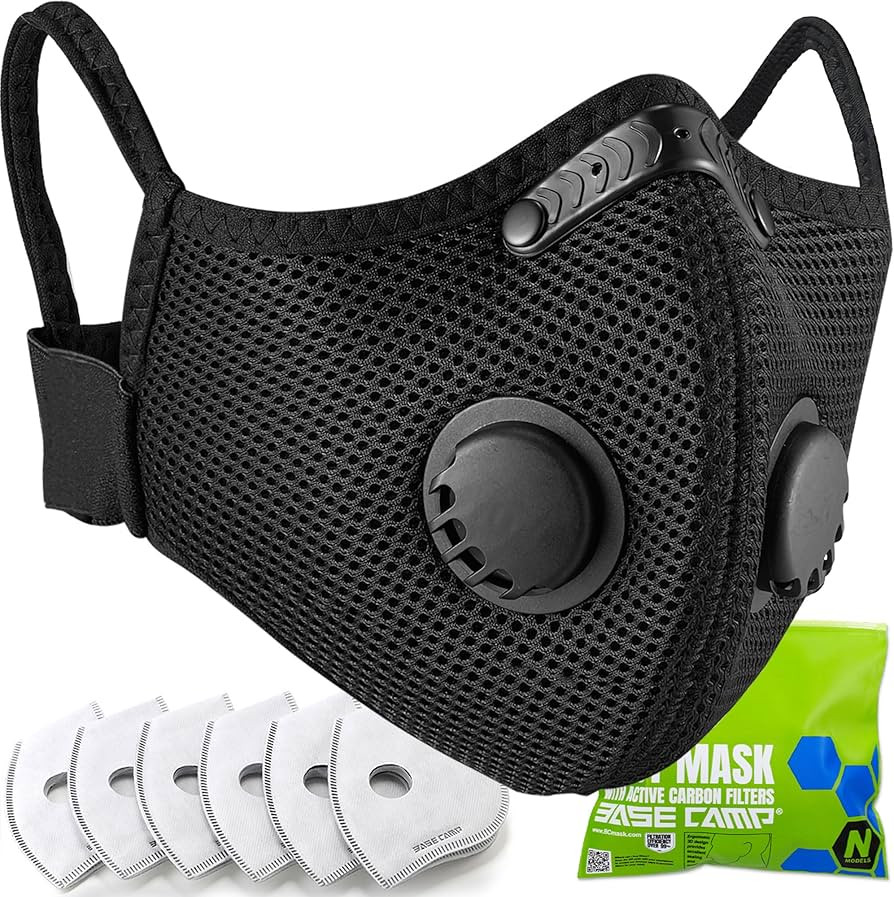 BASE CAMP M Plus Dust Mask, Breathable Reusable Face Mask with 6 Activated Carbon Filters for Woo... | Amazon (US)