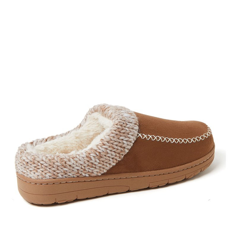 Dearfoams Cozy Comfort Women's Moc Toe Clog With Chunky Knit Collar Slippers | Walmart (US)