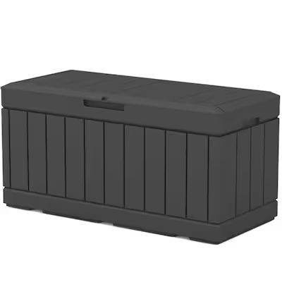Patiowell 46.4-in L x 20.8-in 82-Gallons Black Plastic Deck Box | Lowe's