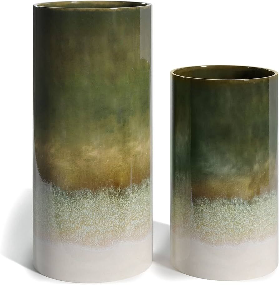 Modern Market Ceramic Stoneware Vase Set, Farmhouse Ceramic Vases Home Decor, Neutral Home Decor ... | Amazon (US)