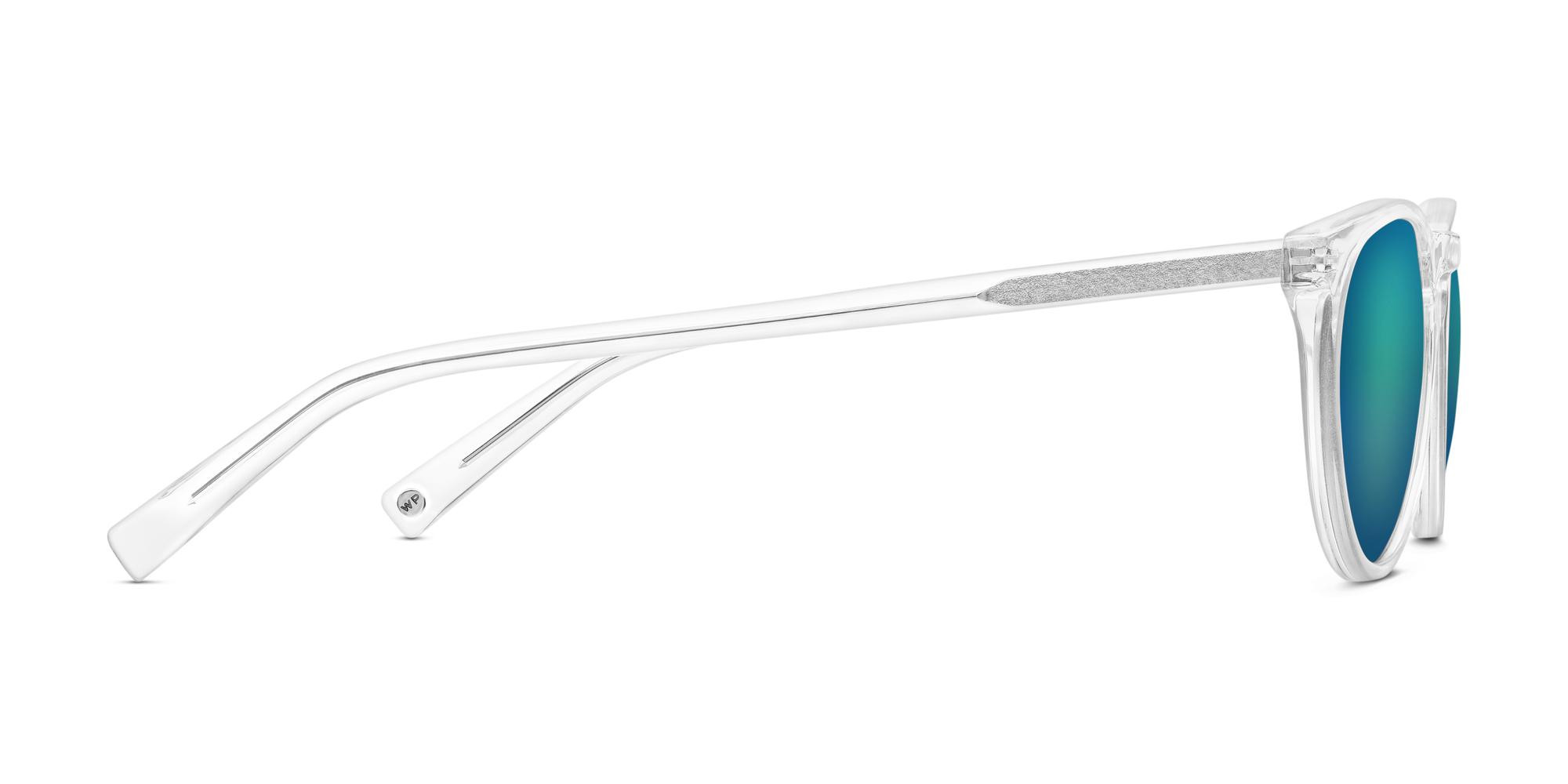 Haskell Sunglasses in Crystal with Flash Mirrored Electric Blue lenses for Women | Warby Parker