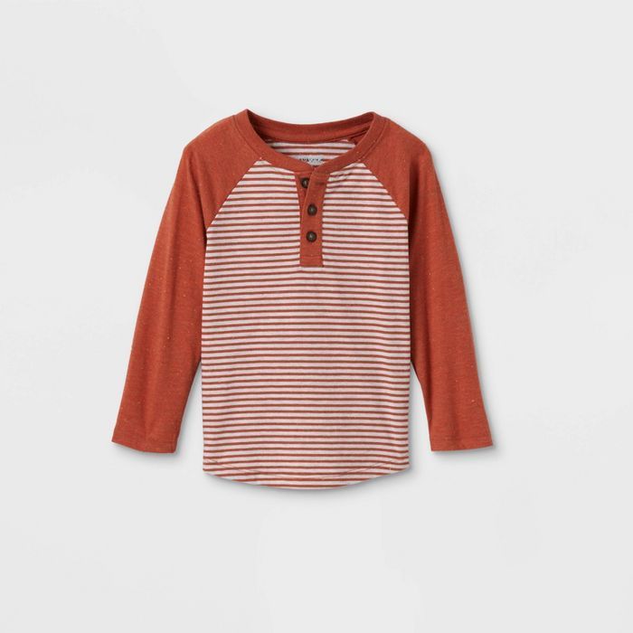 Toddler Boys' Striped Henley Long Sleeve T-Shirt - Cat & Jack™ | Target