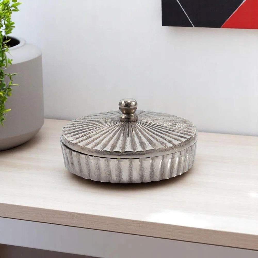 Ebern Designs Normant 3" Silver Aluminum Decorative Keepsake Box | Wayfair | Wayfair North America