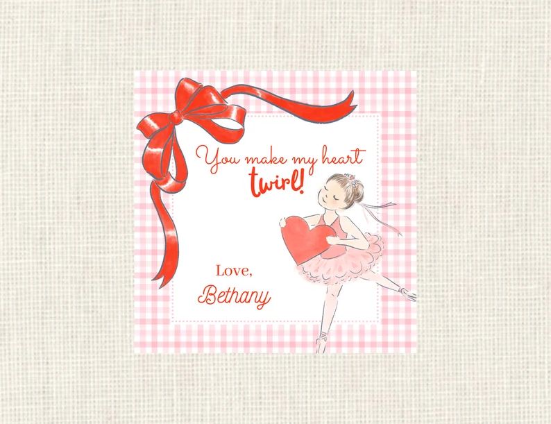 Valentine Class Tags or Stickers Ballerina, Dance Valentine, Watercolor, Printed / Set of 25 | Etsy (US)
