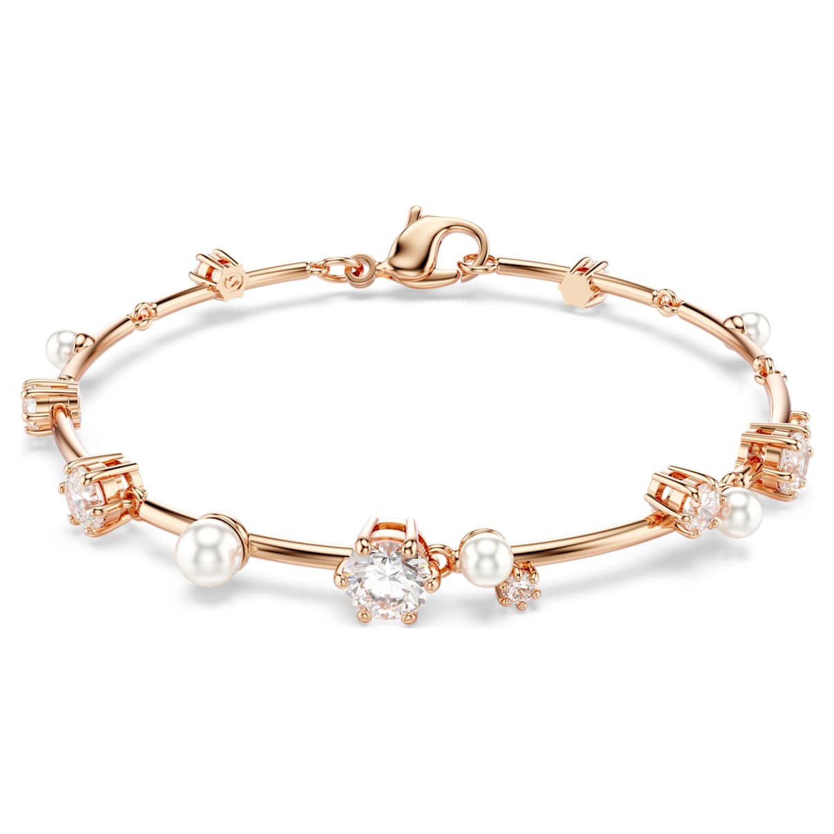Constella bracelet, Crystal pearl, Round cuts, White, Rose gold-tone plated | SWAROVSKI