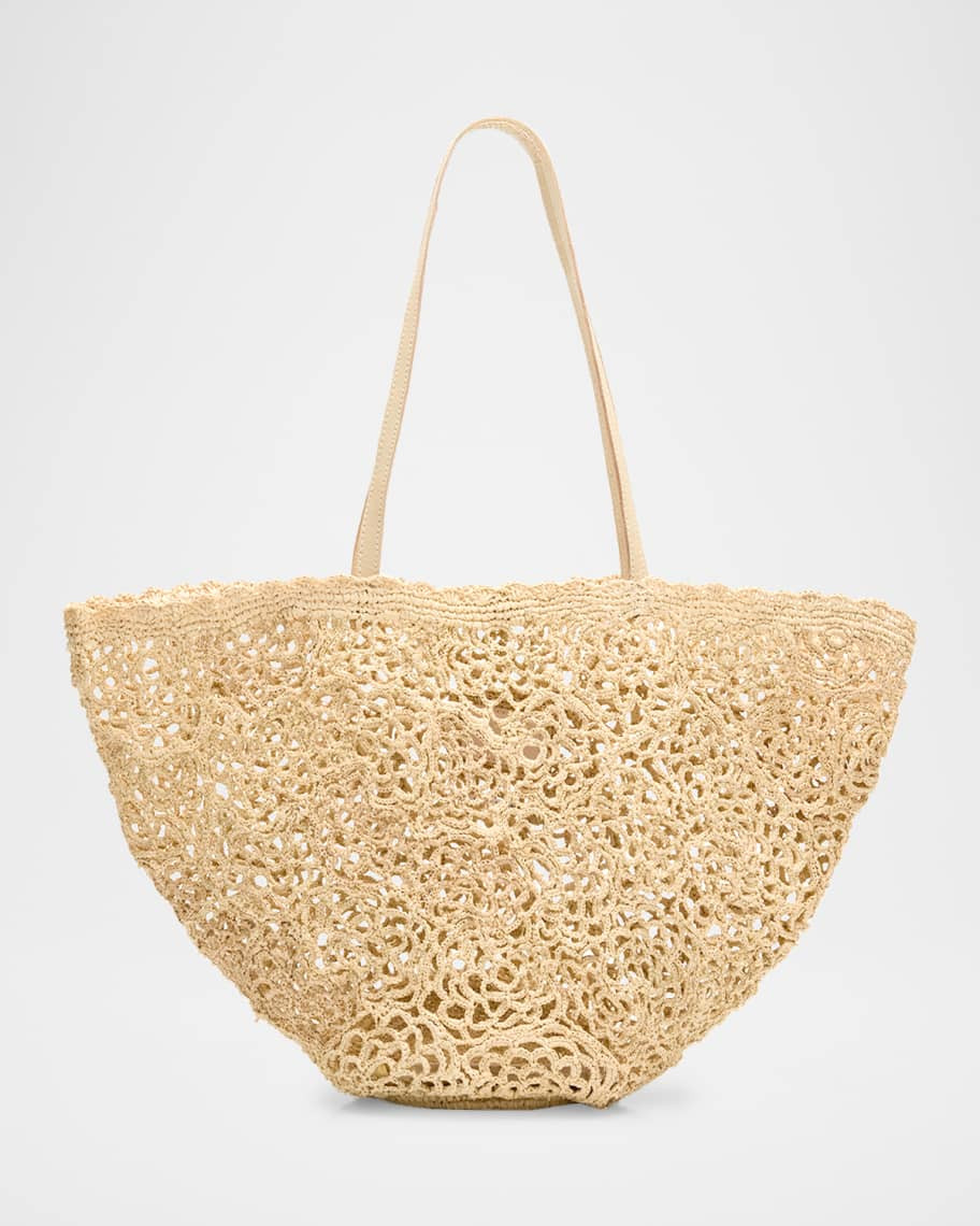 BTB Los Angeles Lacera Woven Raffia Tote Bag | Neiman Marcus