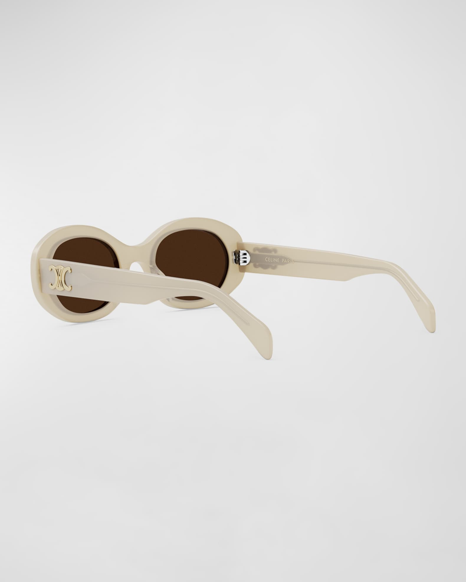 Triomphe Logo Oval Acetate Sunglasses | Neiman Marcus