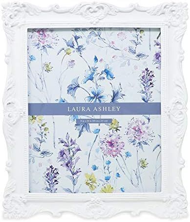 Laura Ashley 8x10 White Ornate Textured Hand-Crafted Resin Picture Frame with Easel & Hook for Table | Amazon (US)