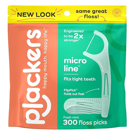 Plackers Micro Line Dental Floss Picks, Fold-Out FlipPick, Tuffloss, Easy Storage with Sure-Zip S... | Amazon (US)