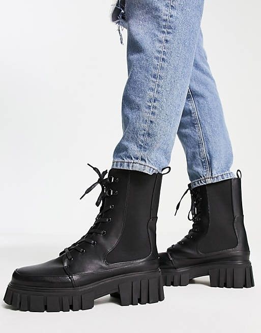 Public Desire desda lace up boots in black | ASOS (Global)