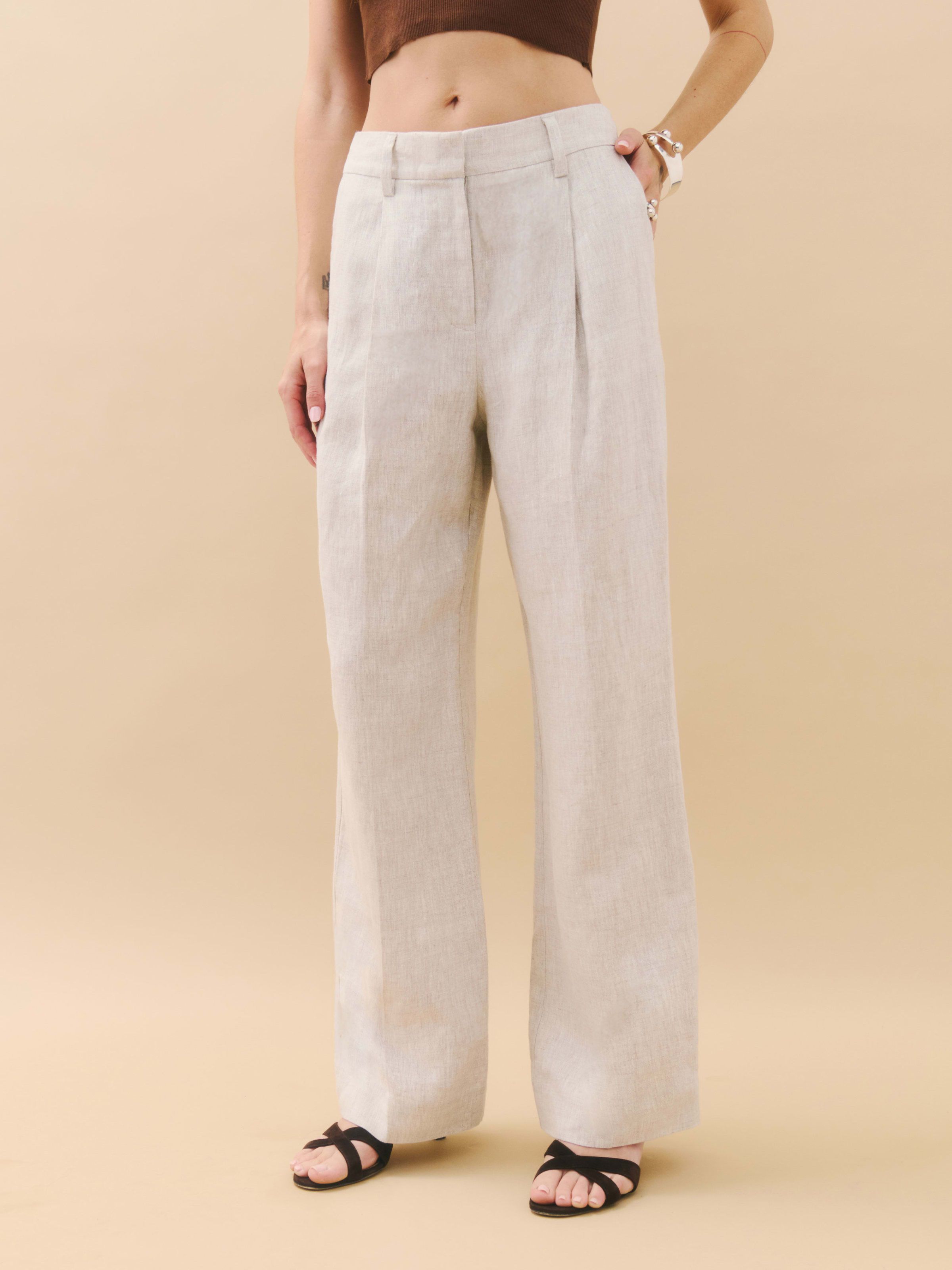 Alex Mid Rise Cropped Linen Pant | Reformation (Global)