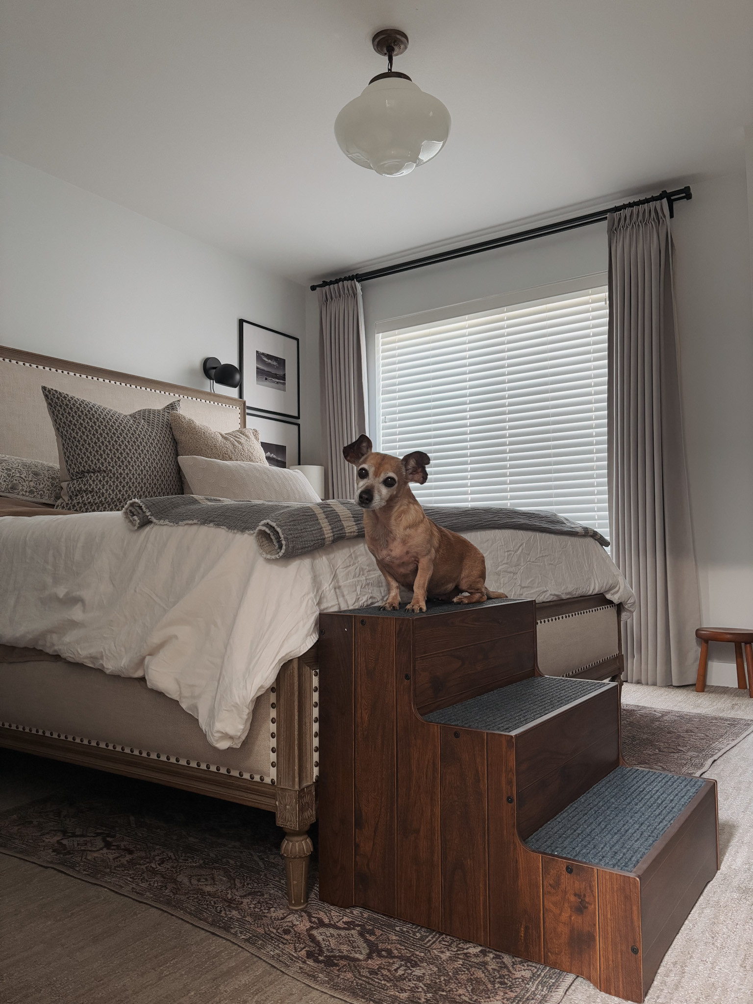Umm hello, aesthetic, cute dog stairs! 🐾 I found the most perfect modern organic bed pet stairs for our master bedroom, and I'm SO happy with them. They are available in two sizes and feature anti-slip carpeting, a durable wood frame, and stylish shiplap-style panels.

The wood finish gives it a polished, furniture-like appearance, allowing it to blend effortlessly into your home decor without looking out of place. It’s sturdy enough to accommodate pets up to 150lbs, and they are actually stylish. They were also easy to assemble, which was an added bonus. #wayfairpartner #wayfair @wayfair 
 

 #LTKHome #LTKFindsUnder100 #LTKFamily
