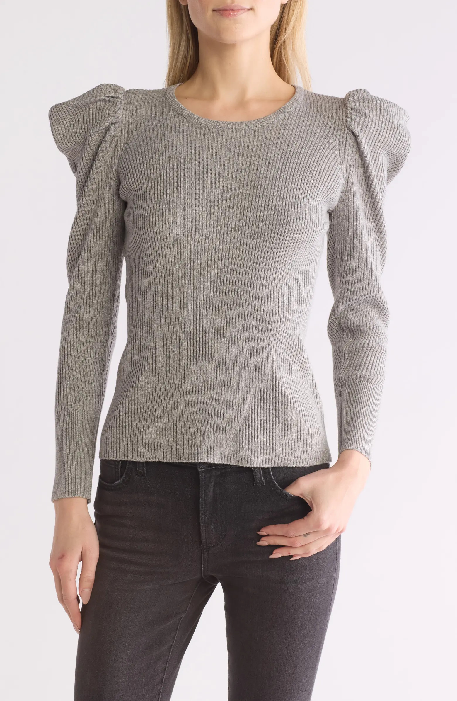 Puff Shoulder Ribbed Sweater | Nordstrom Rack