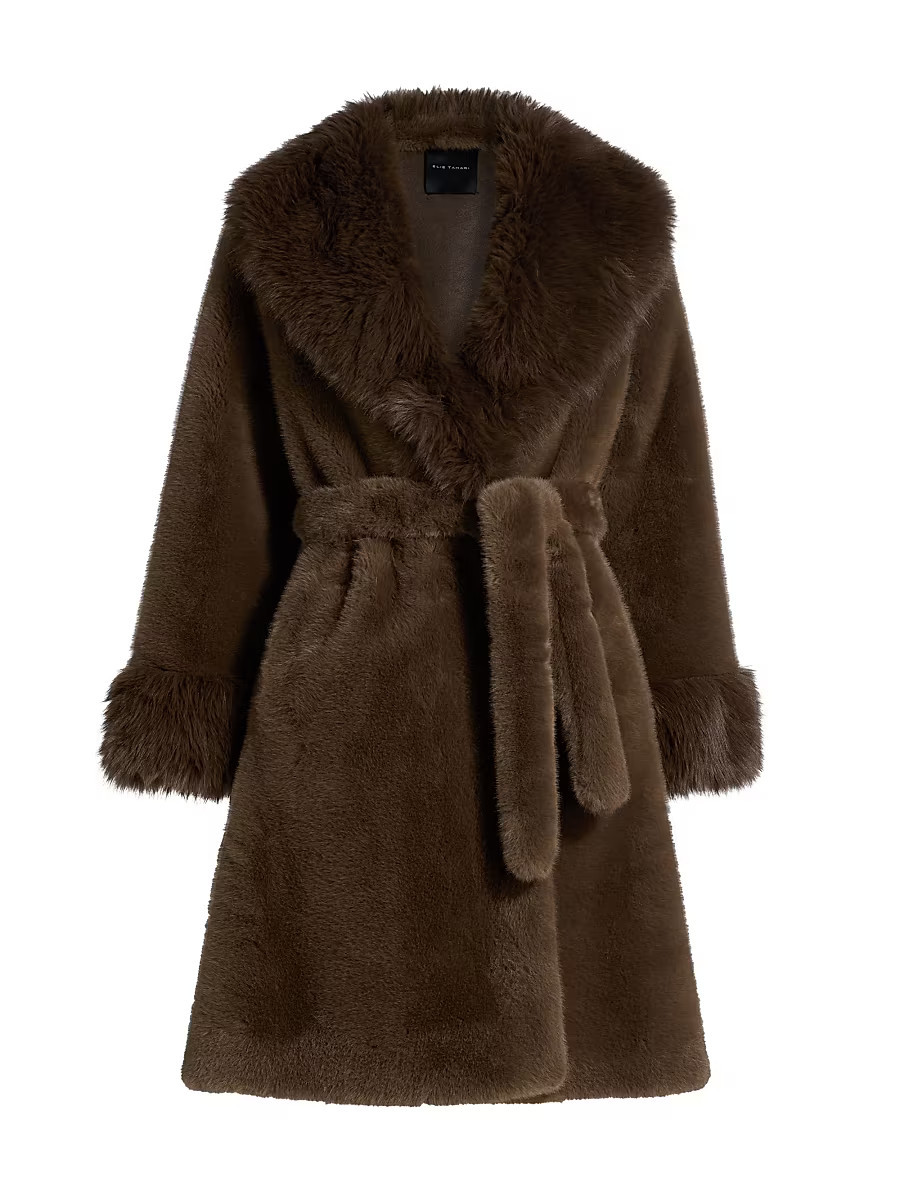 Women's Jones Faux-Fur Shawl-Collar Coat - Bistro Brown - Size XL | Saks Fifth Avenue