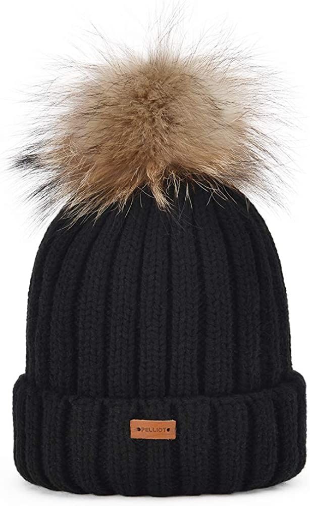 Women's Winter Warm Knit Hat Bobble Pom Pom Beanie Baggy Crochet Ski Cap Ladies Chunky Soft Knitt... | Amazon (US)