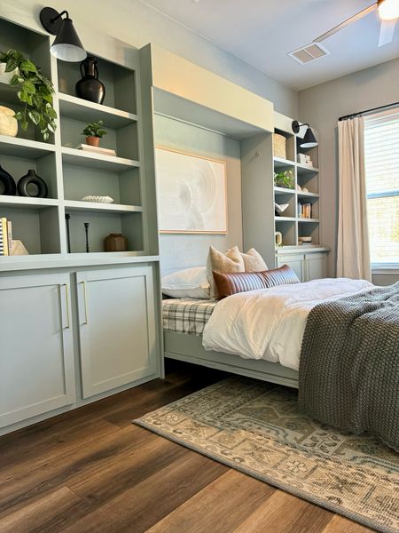 Shop my home office! 
- bedding
- pre fab Murphy beds
- shelf decor 
- rug 

#LTKstyletip #LTKhome