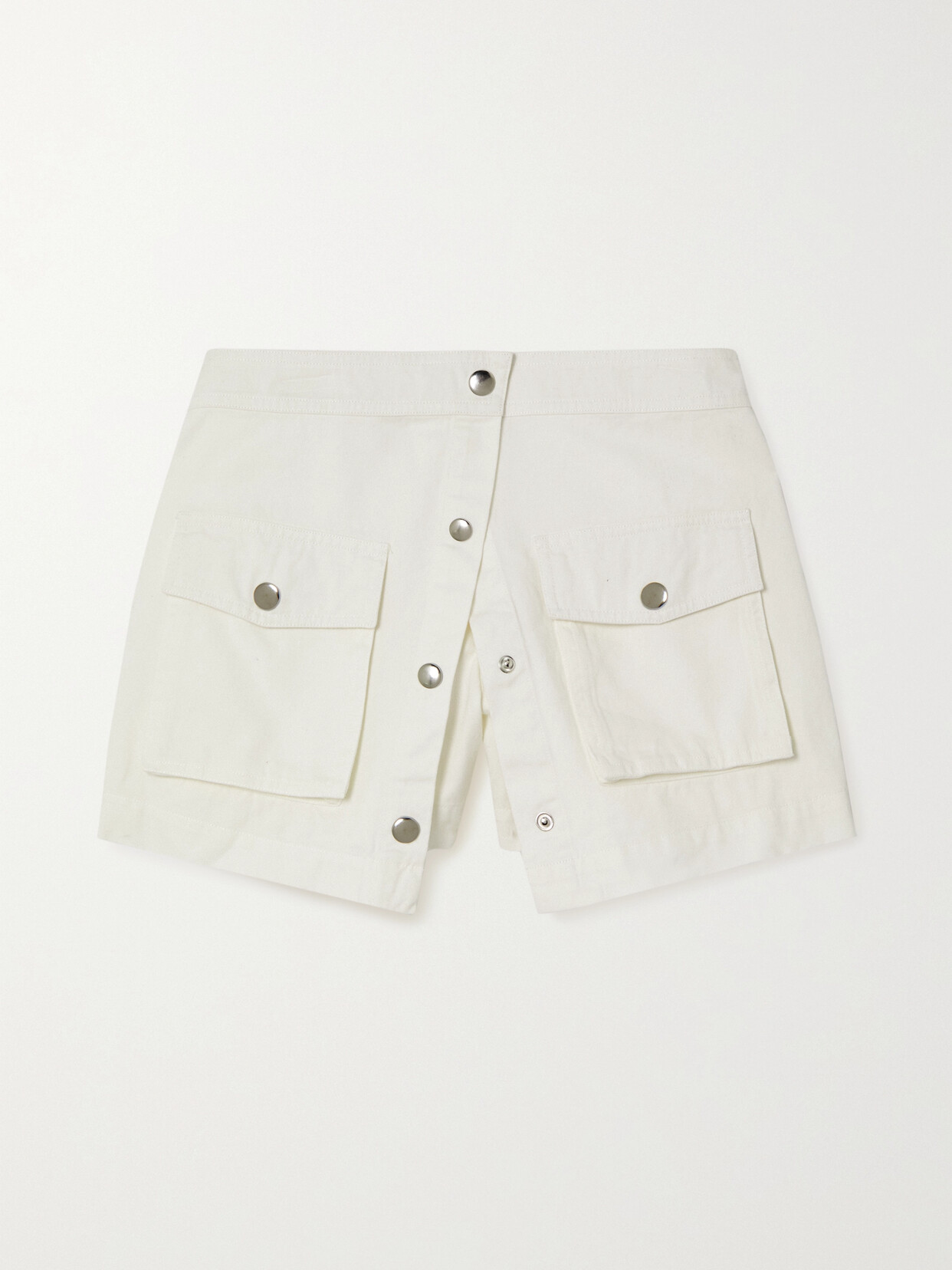 STAUD - Tamara Layered Cotton-twill Shorts - Ivory | NET-A-PORTER (US)