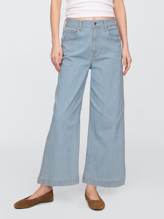 High Rise Wide-Leg Utility Crop Jeans | Gap Factory