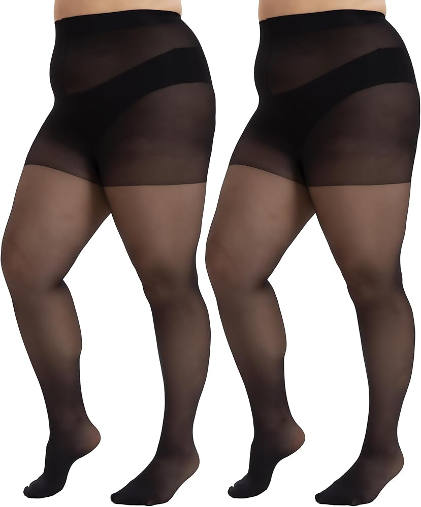 CozyWow Plus Size Pantyhose for Women, 20D Ultra Thin Control Top Sheer Tights High Waist with Re... | Amazon (CA)