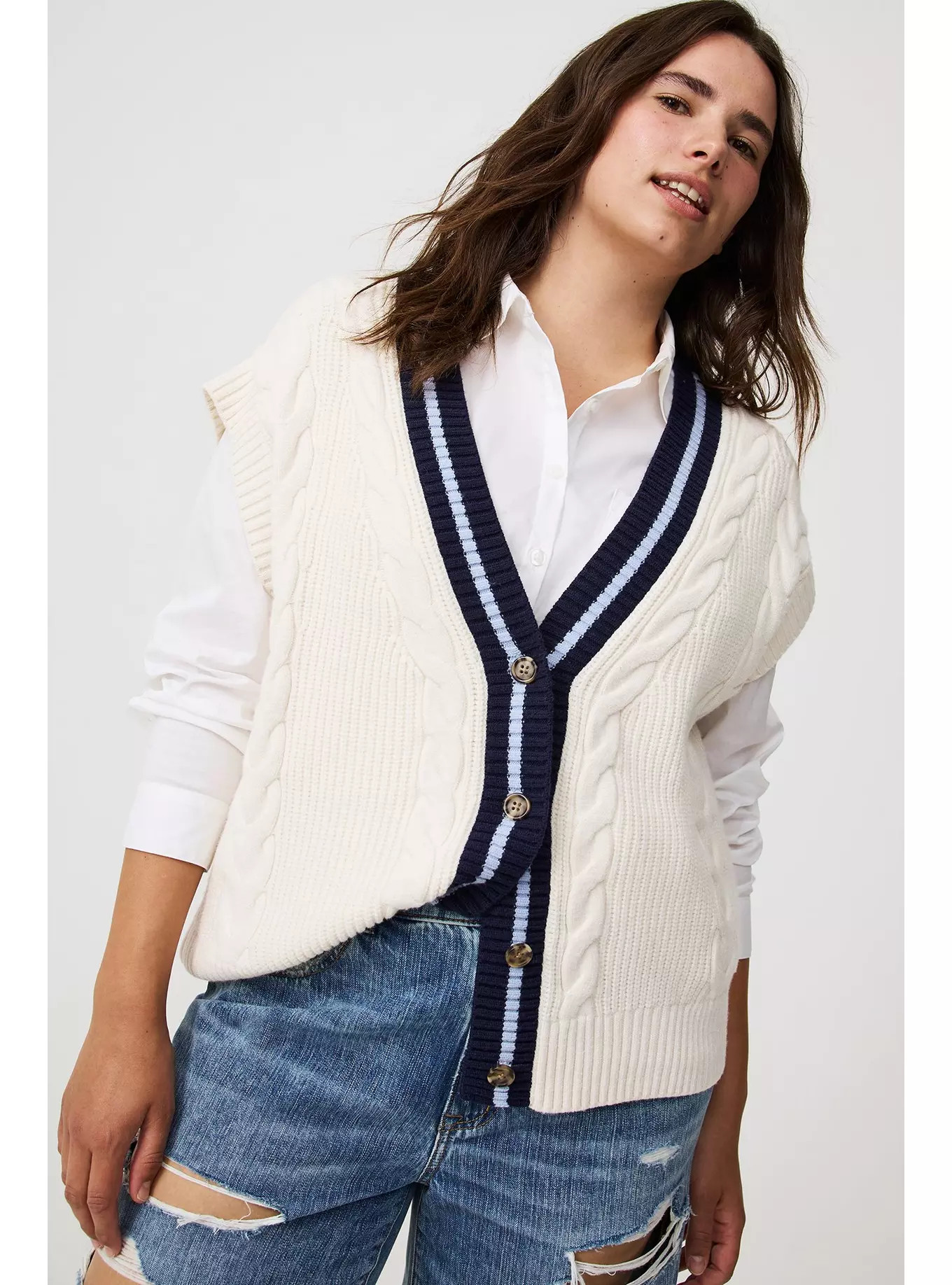 Cable Knit V-Neck Vest | Torrid (US & Canada)