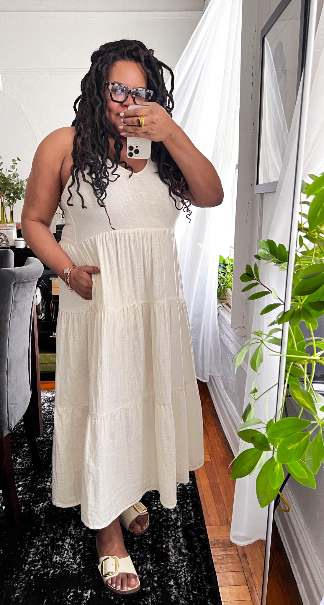 So glad the weather has broken in NY! Wearing one of my fave summer dresses and my new Big Buckle Birkenstocks. #ltkstyletip #ltkunder100 #ltkunder50 

#LTKSeasonal #LTKxNSale #LTKcurves