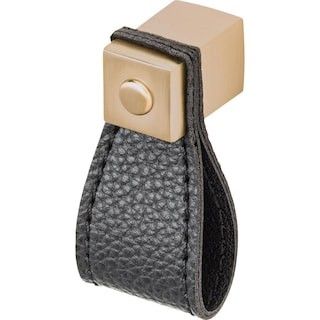 Liberty Wrapped Leather 1-3/4 in. (44 mm) Champagne Bronze with Matte Black Loop Cabinet Knob-P44... | The Home Depot