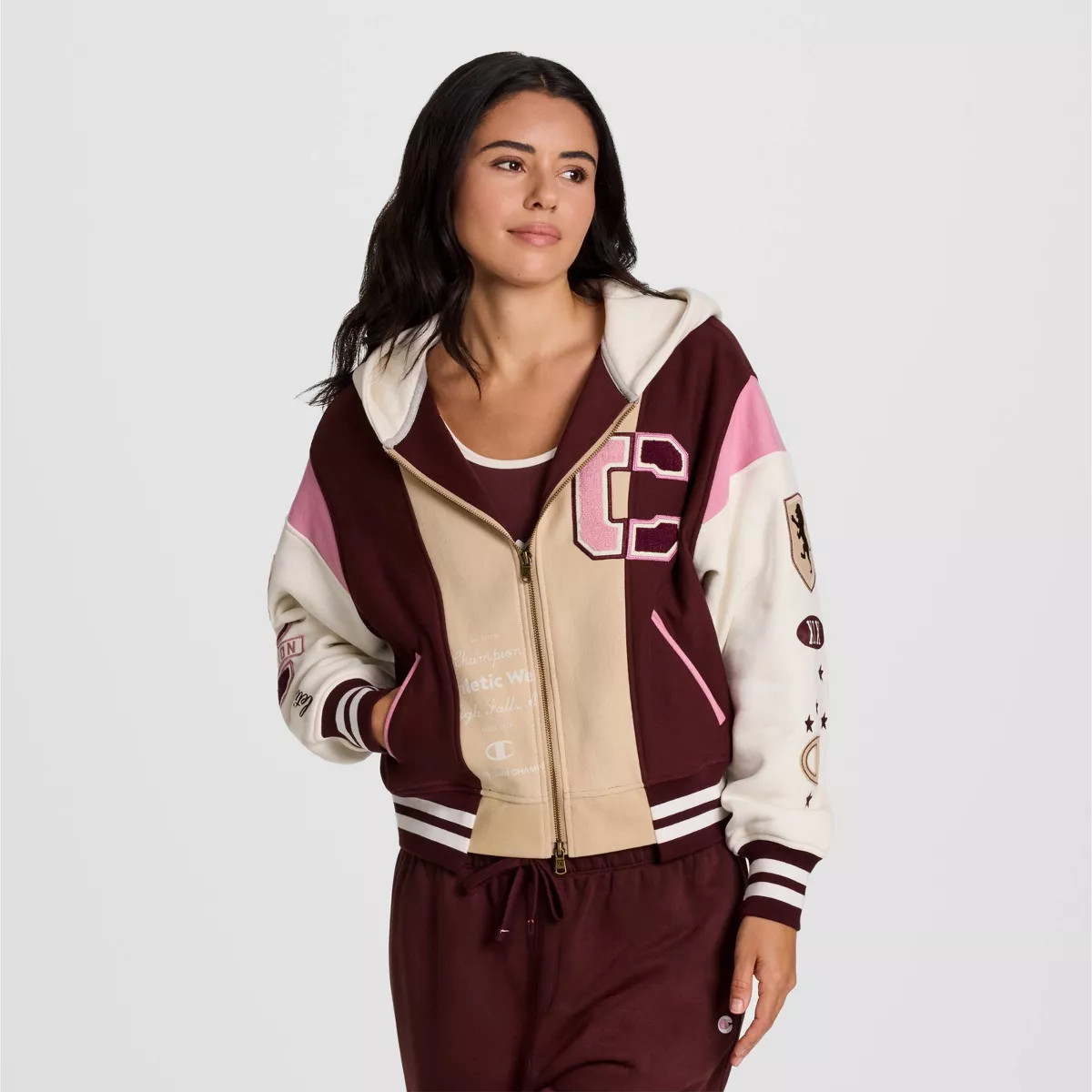 Champion Women's Fleece Full Zip Hoodie - Maroon | Target