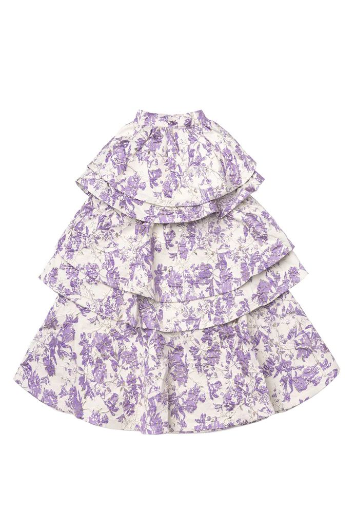 Teagan Tiered Skirt - Purple Brocade | Shop BURU