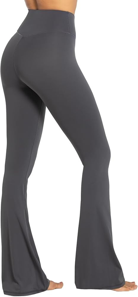 Womens Flare Leggings No Front Seam Flare Yoga Pants with Tummy Control Crossover High Waist, Dar... | Amazon (UK)