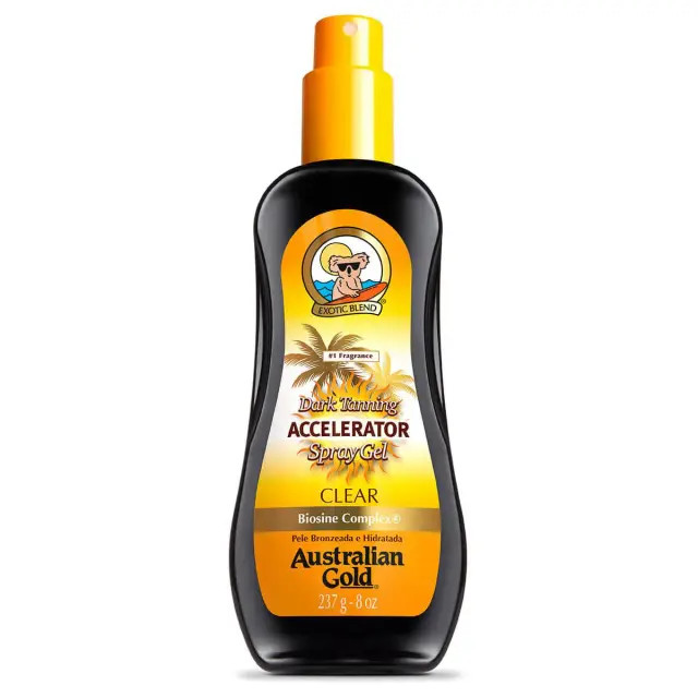 Bronzeador Acelerador Australian Gold Dark Tanning Clear Spray Gel com 237ml | DrogaRaia (BR)