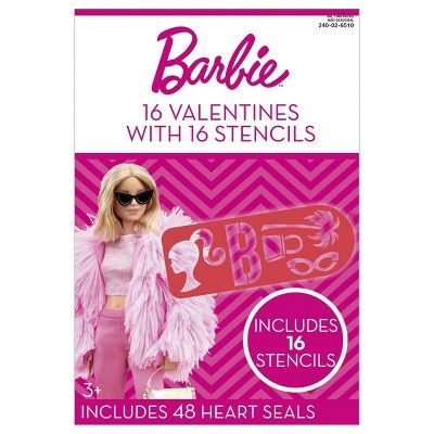 16ct Valentine's Stencils Exchange Cards Barbie | Target