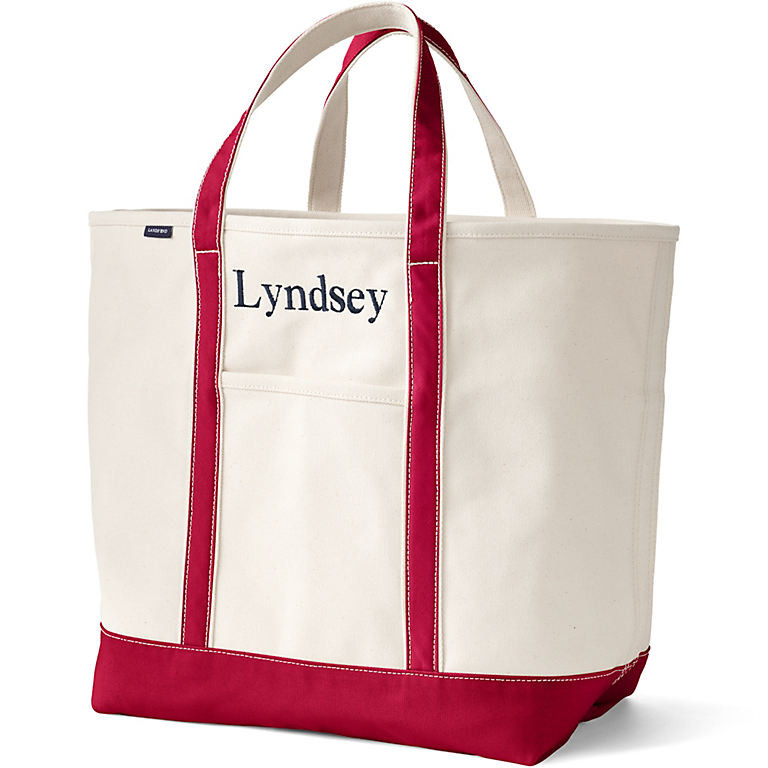 Extra Large Natural 5 Pocket Open Top Canvas Tote Bag | Lands' End (US)
