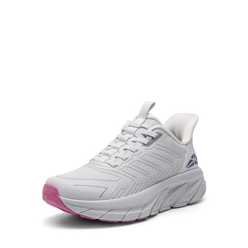 ALLSWIFIT Women's Slip On Walking Shoes Running Comfortable Tennis Breathable Non Slip Athletic Gym Workout Cross Training Fashion Sneakers,Size 9.5,Light Grey Purple,SARR034W | Amazon (US)