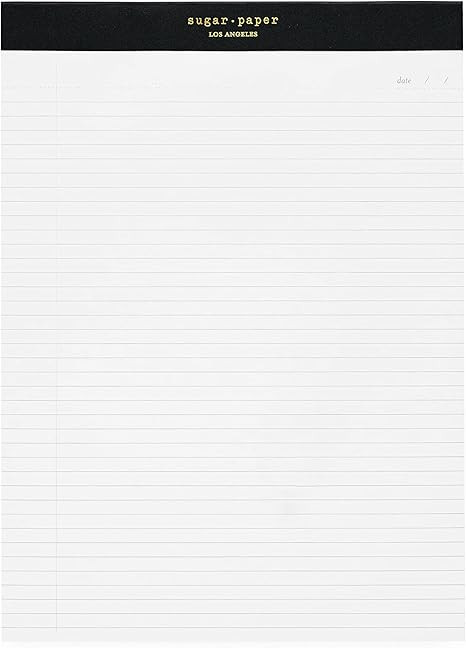 Sugar Paper Legal Pad, 50 Lined Pages, Office Supplies, 8.5" x 11.75", Black Legal Pad | Amazon (US)