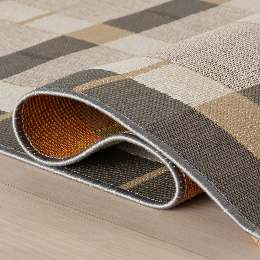 Sundara Modern Plaid Indoor/Outdoor Rug | Grey Multi | Rugs USA