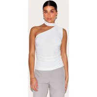 Petite White Double Layer Tie Detail Long Top | PrettyLittleThing US