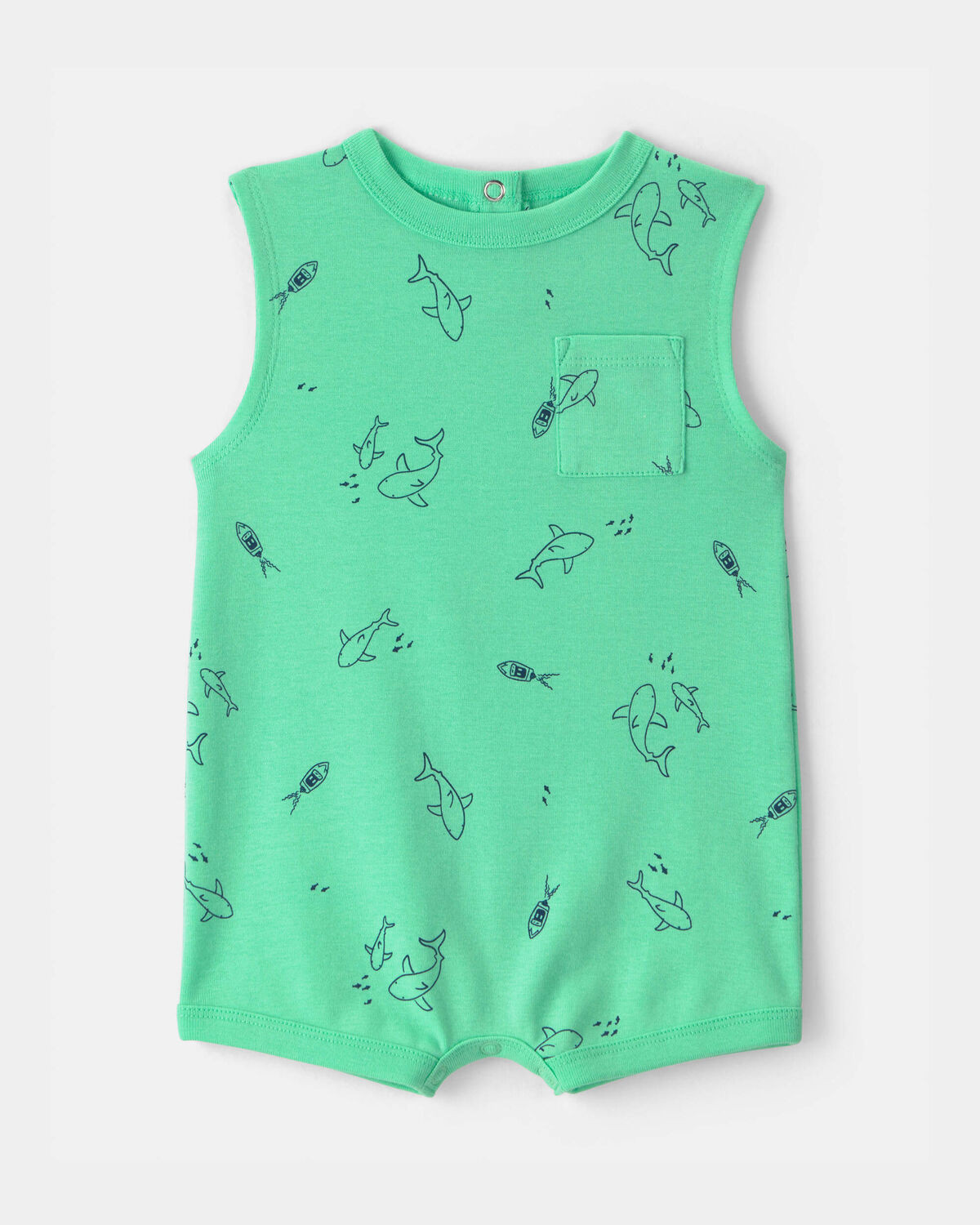 Baby Boy Shark Sleeveless Romper - Green | Carter's | Carter's Inc