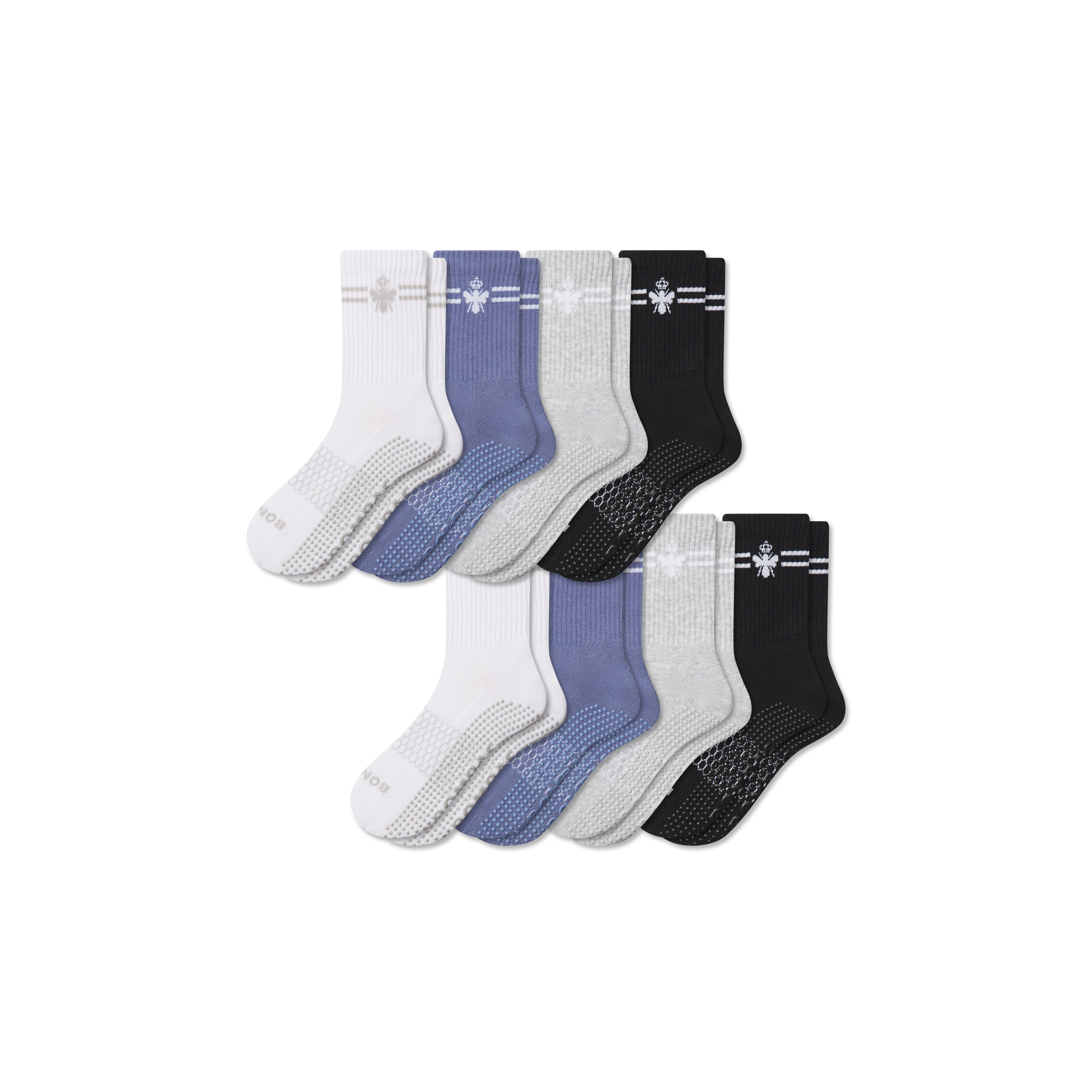 Women's Grippers Half Calf Sock 8-Pack - Oyster White Mix - Large - Cotton Blend - Bombas | Bombas