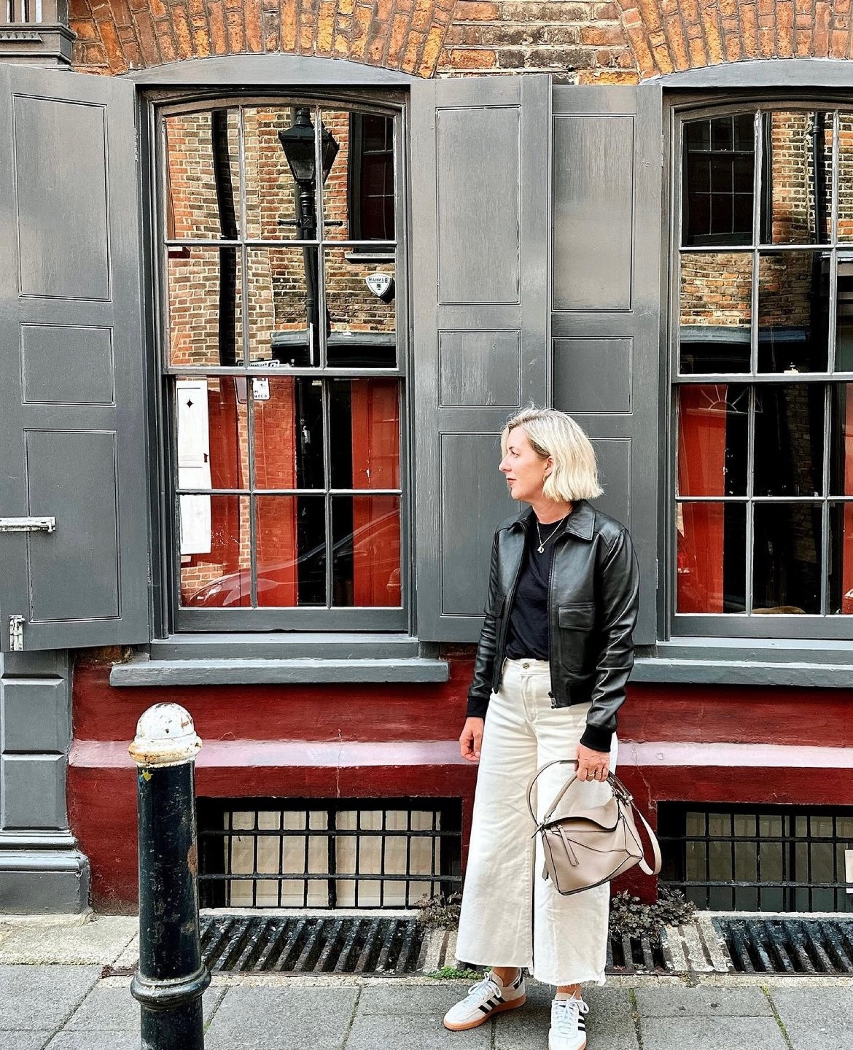 Late summer outfit, transitional style, transitional fashion, autumn style inspiration, The Kooples leather jacket, Paige jeans, Loewe Puzzle bag, Adidas trainers 

#LTKSeasonal #LTKeurope #LTKstyletip