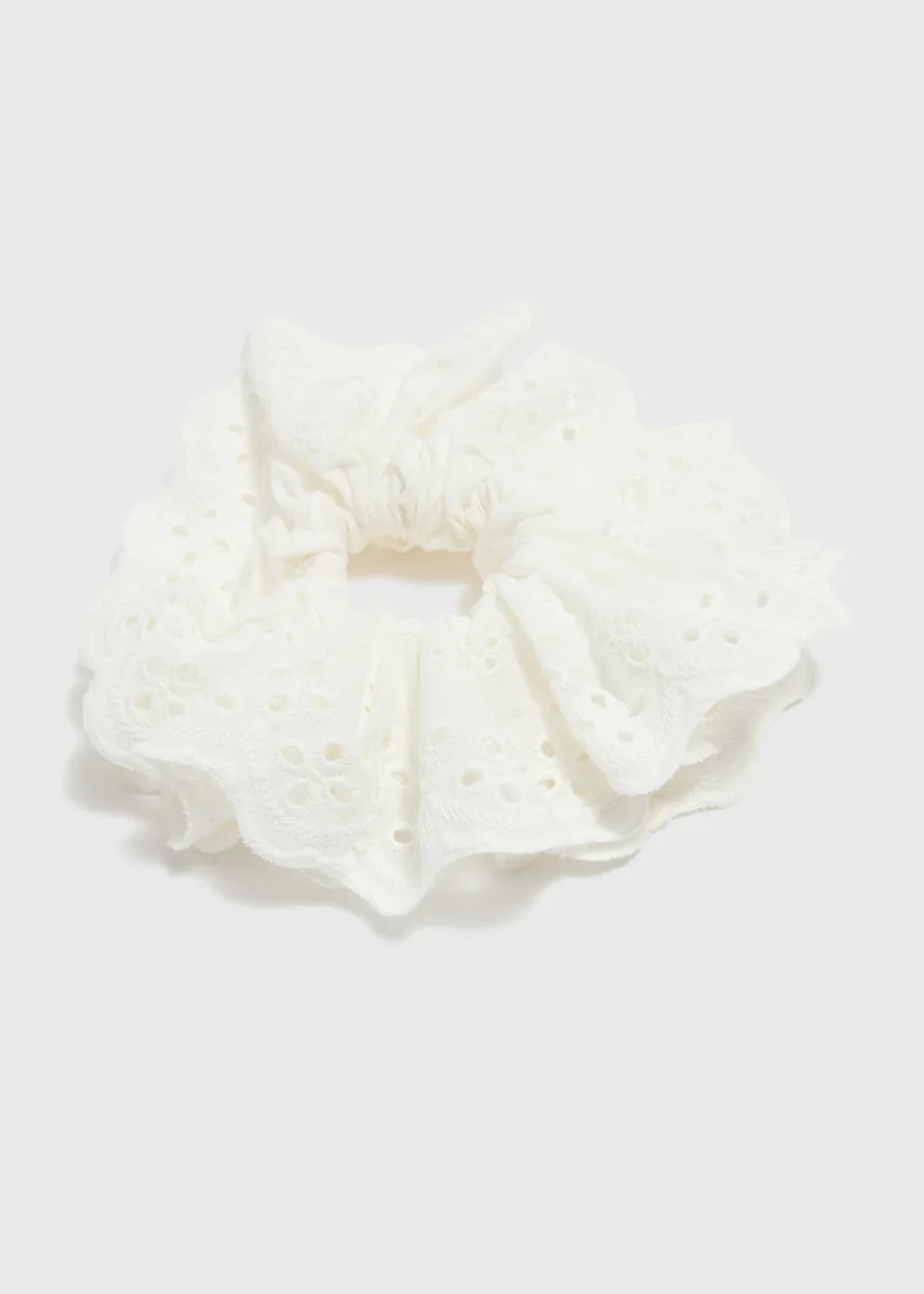 White Broderie Anglaise Scrunchy - One Size | Matalan (UK)