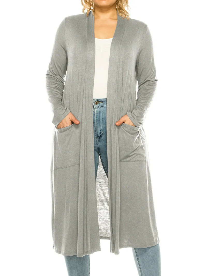 Women's Plus Size, Casual Long Open Front Drape Lightweight Duster Sweater Cardigan. | Walmart (US)