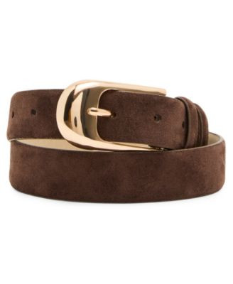 Steve Madden Feathered Edge Buckle Closure Belt - Dark Brown | Macy's
