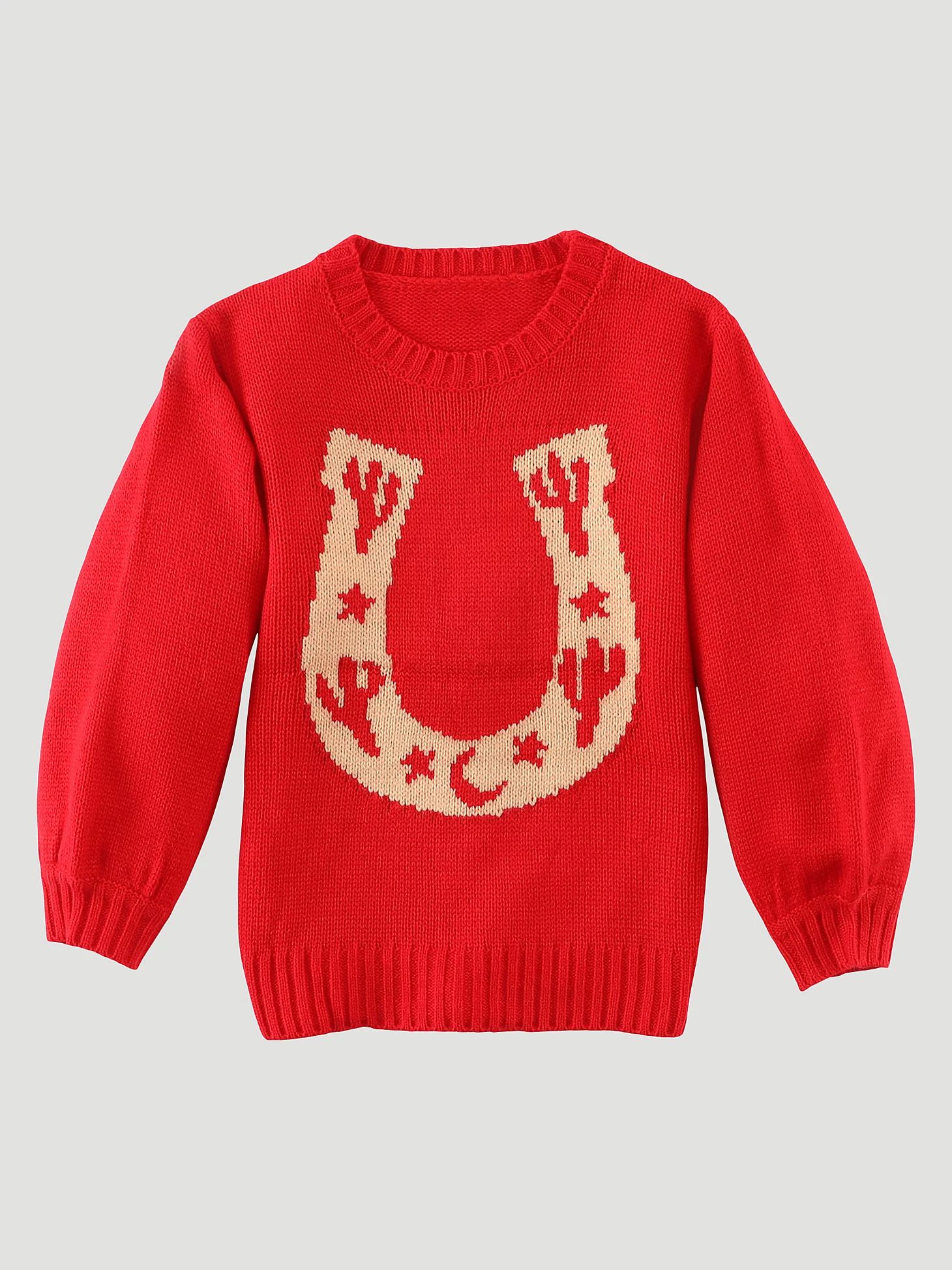 Girl's Horseshoe Cacti Sweater in Red | Wrangler