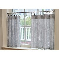 Cafe Curtain, Tier Curtains, Kitchen Curtains Storm Gray Cotton | Etsy (US)