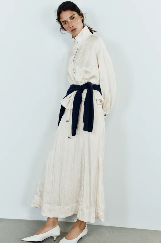 CRINKLE-EFFECT MIDI SKIRT | Zara US